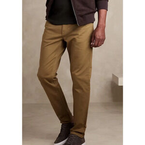 Men's Banana Republic Travel Jean Sz 35X32 Slim Fit Tan Whiskey Stretch Comfort